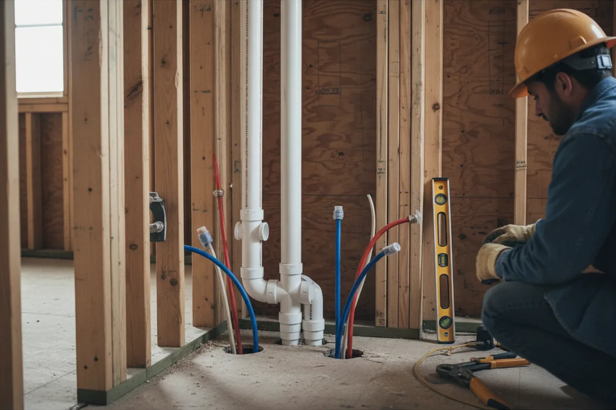 Drain and supply rough-in during Sump Pump Repair in South Heights